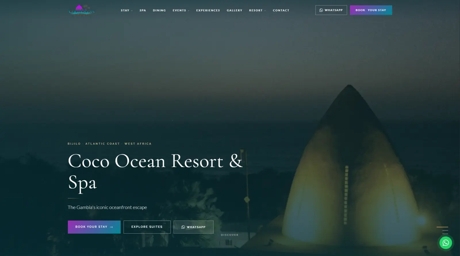 Coco Ocean Resort and Spa website preview.