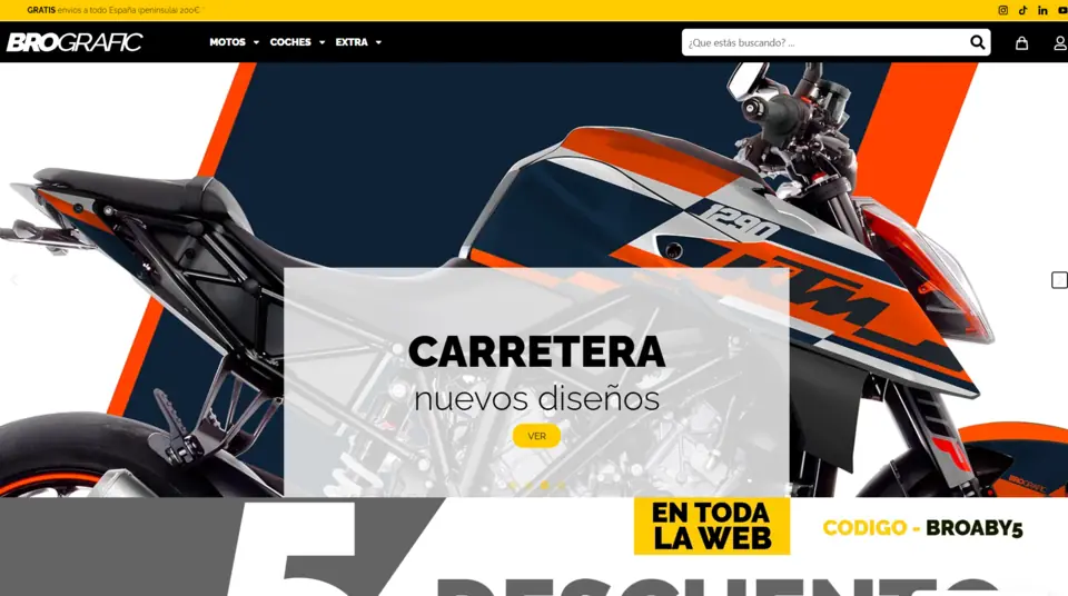 Brografic motorcycle ecommerce homepage.
