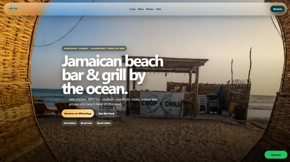 Chop and Chill beach bar website.